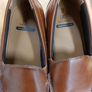 George Men's Brown Faux Leather Memory Foam Dress to Casual Loafer Shoes 9.